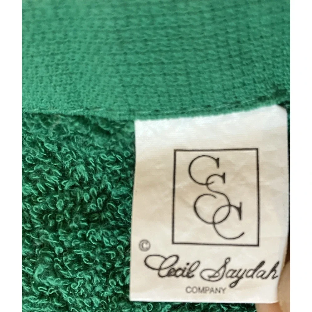 Vintage Cecil Saydah Bath and Hand Towel Set of 3 Green Christmas Snowman